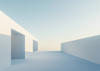 Abstract 3d rendering minimalist style architectural space scene