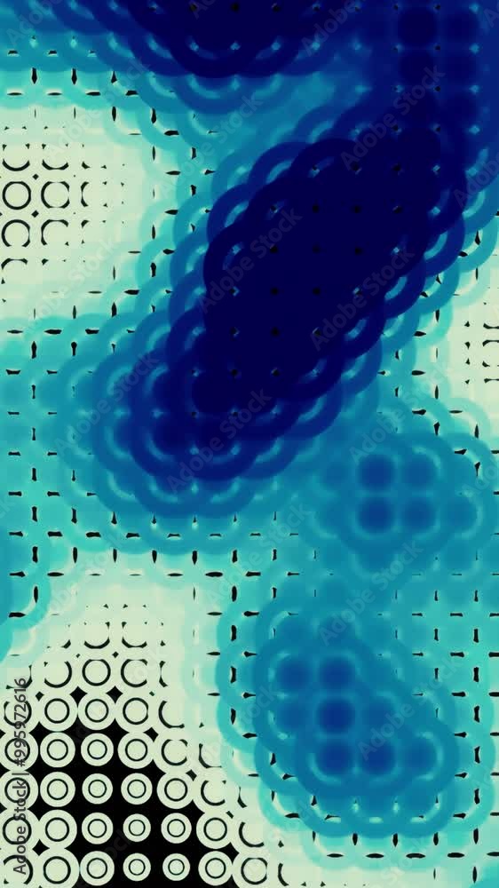 Poster abstract digital flowing texture of bokeh rings and blurred stains, seamless loop. design. technolog
