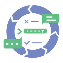 Feedback Loop Integration Icon. Representing AI Feedback Systems. Continuous Improvement. System Feedback Integration. User Feedback Loop. Vector Editable icon.