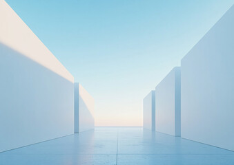 Abstract 3d rendering minimalist style architectural space scene,