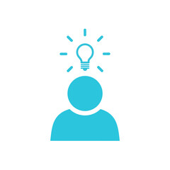 Person with good idea icon. Isolated on white background. From blue icon set