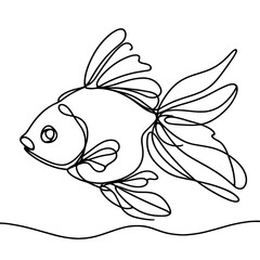 A fish is swimming in the water. The fish is black and white