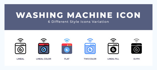 Washing machine set of vector icon. For web. and mobile app