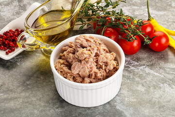 Canned tuna fillet for salad