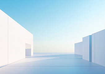 Abstract 3d rendering minimalist style architectural space scene,
