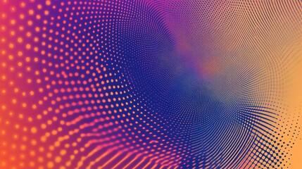 Obraz premium Abstract digital illustration of a swirling pattern in pink, orange, and blue with a dotted texture.