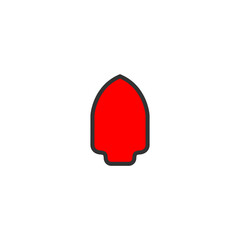 A large red pike, a large spearhead with a sharp corner on top of the icon.