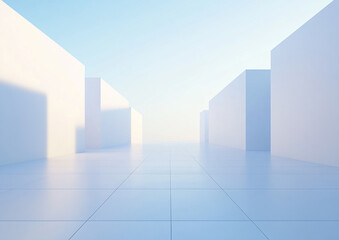 Abstract 3d rendering minimalist style architectural space scene,