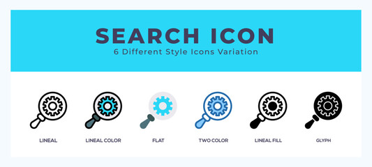 Search icon illustration vector with different styles