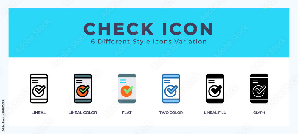 Poster check set of vector icon. for web. and mobile app