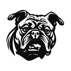 British bulldog dog silhouette, Vector illustration silhouette of a dog on a white background.