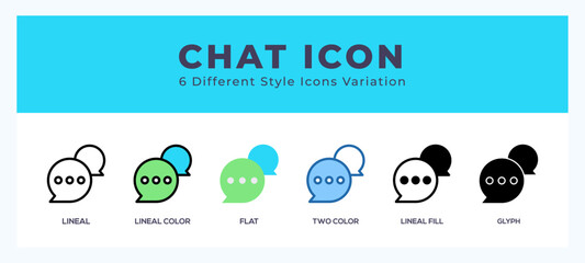 Chat icon set with different styles. Design elements for logo. Vector illustration.