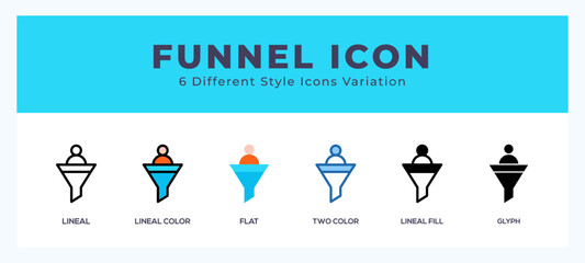 Funnel set of simple icons great for web. app. presentation and more.
