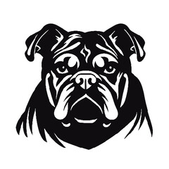 British bulldog dog silhouette, Vector illustration silhouette of a dog on a white background.