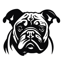 British bulldog dog silhouette, Vector illustration silhouette of a dog on a white background.