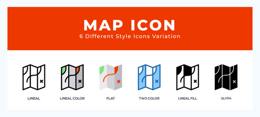Map vector icons designed. icon symbol set.
