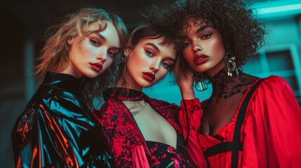 Naklejka premium Beautiful stylish models showcasing the latest fashion trends