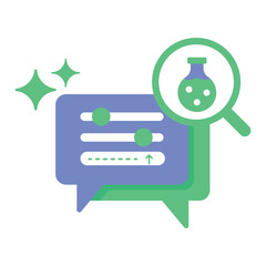 Prompt Testing Icon. Representing AI Prompt Validation. Input Testing. Prompt Debugging. System Prompt Optimization. Vector Editable icon.