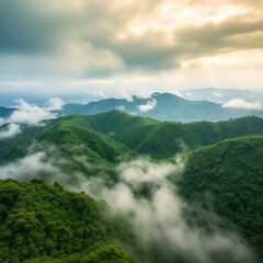 Travel Arial hill view nature and outstanding foggy hill with lots of mountain and beautiful scenario