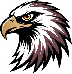 Obraz premium Silhouette of an eagle's head in vector art style, set against a clean white background for a striking logo effect