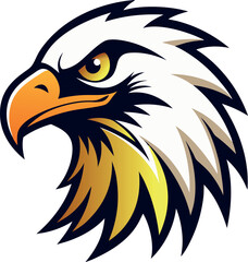 Fototapeta premium Silhouette of an eagle's head in vector art style, set against a clean white background for a striking logo effect