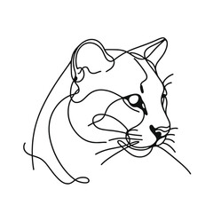 A cat with a black and white face is drawn in a line. The cat has a very cute and innocent expression