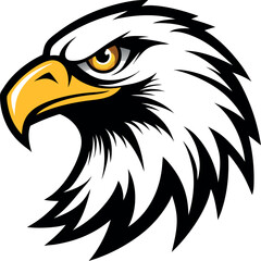 Fototapeta premium Silhouette of an eagle's head in vector art style, set against a clean white background for a striking logo effect