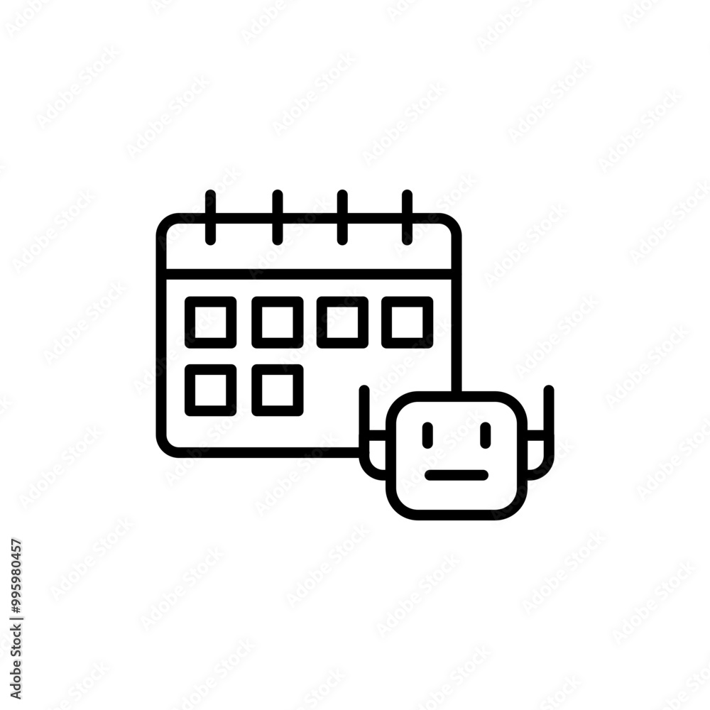 Poster bot scheduling outline icons, minimalist vector illustration ,simple transparent graphic element .is