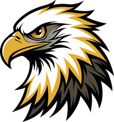 Fototapeta premium Silhouette of an eagle's head in vector art style, set against a clean white background for a striking logo effect
