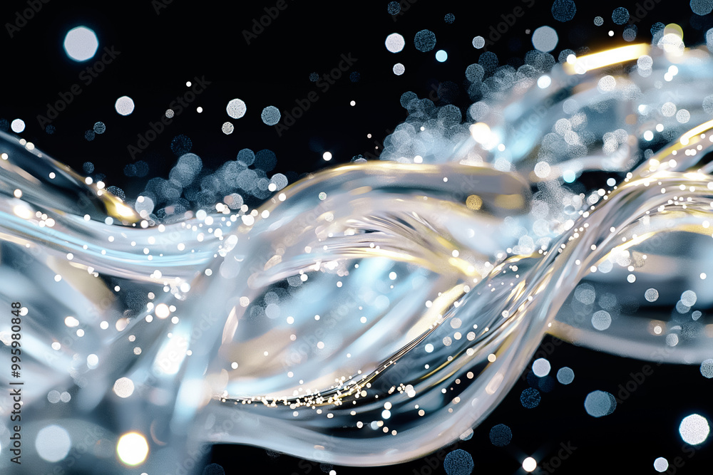 Poster this abstract wallpaper showcases flowing strands of light intertwined with shimmering particles, se