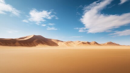 Fototapeta premium Sandy Dunes Under a Blue Sky with White Clouds