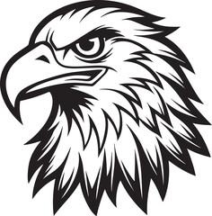 Obraz premium Silhouette of an eagle's head in vector art style, set against a clean white background for a striking logo effect