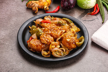 Chinese cuisine - prawn with chili sauce