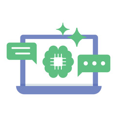 Conversational AI Workflow Icon. Representing AI Workflow Automation. System Dialogue Management. AI Conversation Processing. User Interaction Automation. Vector Editable icon.