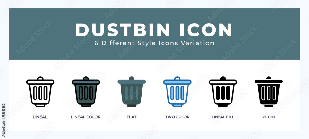 Poster dustbin set of simple icons great for web. app. presentation and more.