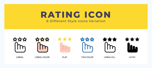 Rating set of icons. Vector illustration with different styles.