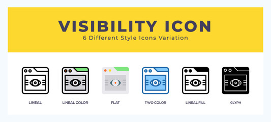 Visiblity set of vector icon. For web. and mobile app
