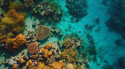 Fototapeta premium A vibrant coral reef teeming with life.