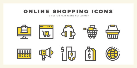 10 Online Learning Two Color icon pack. vector illustration.