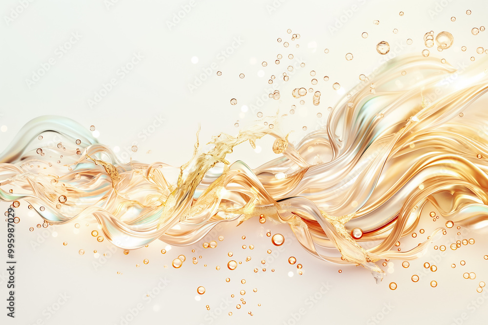 Poster this artwork showcases an elegant abstract design with fluid golden waves intertwined with sparkling
