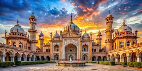 Obraz premium Opulent architecture rises grandly, adorned with intricate stone carvings, soaring columns and arches, and majestic Gothic towers that touch the sky.