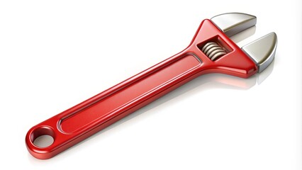 Red Metal Adjustable Spanner Icon Isolated On White Background - Hand Tool, Equipment For Renovation, Repair