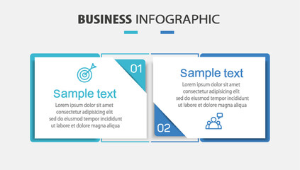 Vector infographic template with icons and 2 options or steps. Can be used for process diagram, presentations, workflow layout, flow chart, info graph