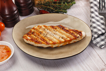 Grilled turkey fillet steak with sauce