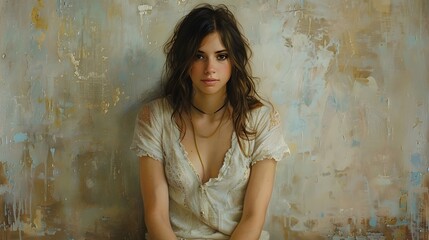 Fototapeta premium Show her in a moment of quiet contemplation. AI generated