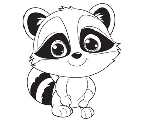 Racoon coloring pages for kids, outline racoon, racoon vector
