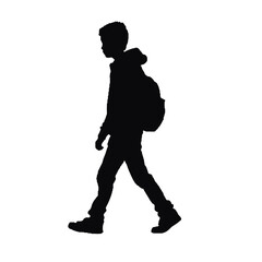 Silhouettes of  man  Standing and walking  . Male  ,   Character  side View vector monochrome illustrations, icons Isolated on transparent Background.