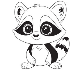 Racoon coloring pages for kids, outline racoon, racoon vector