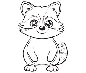 Racoon coloring pages for kids, outline racoon, racoon vector