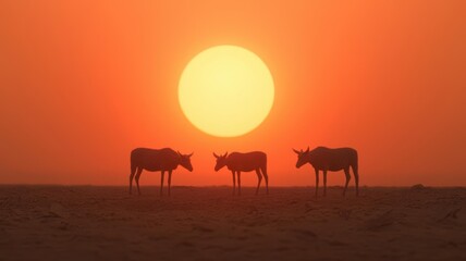Fototapeta premium Wildlife struggling on a warming Earth, environmental stress, 3D illustration